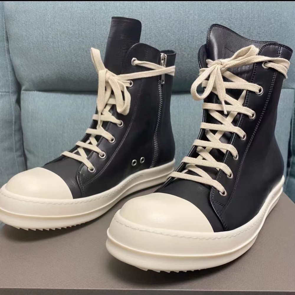 Rich Owens Ramones Black Leather High Tops Sneakers 44